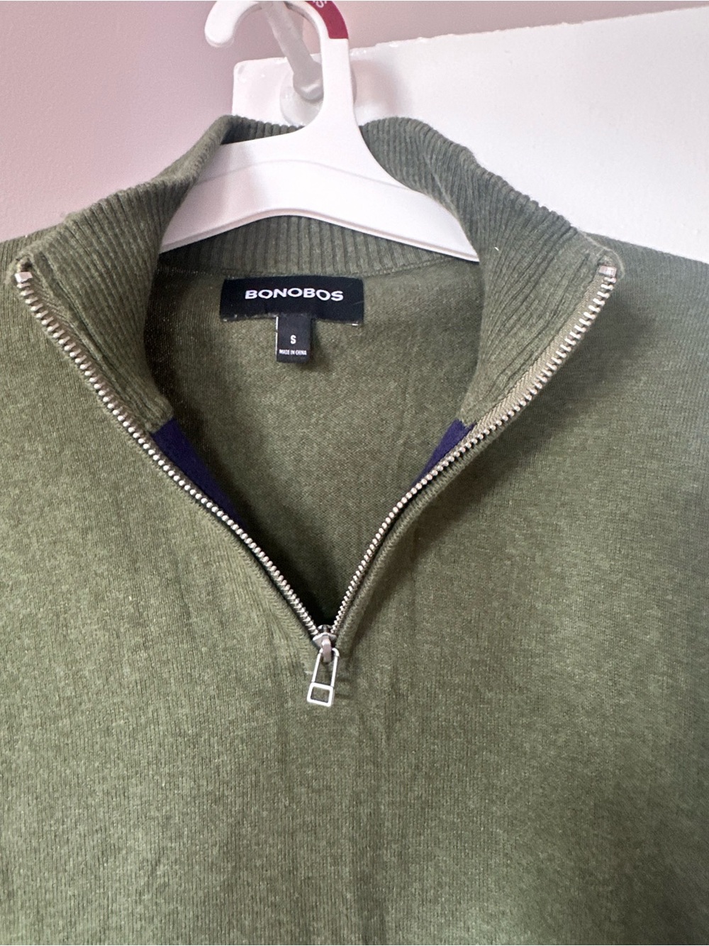 Bonobos Men's Olive Green Half-Zip Sweater